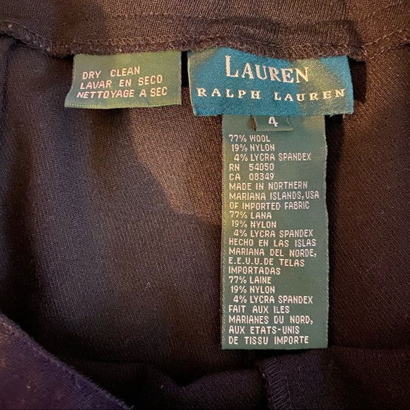 Lauren Ralph Lauren Black Wool Blend Side Button Pants - Picture 3 of 4